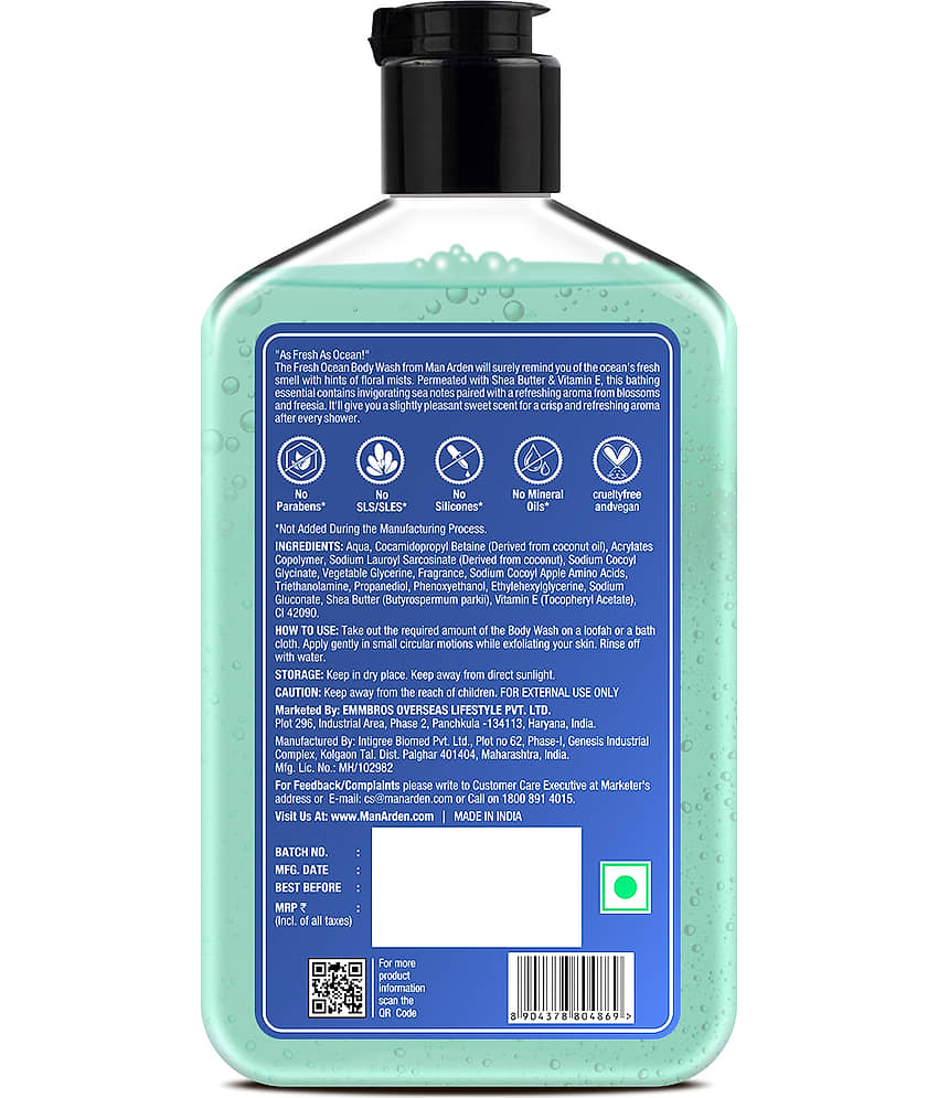 Man Arden Fresh Ocean Luxury Body Wash Infused With Shea Butter & Vitamin E, 250ml view 2