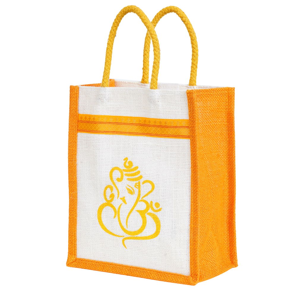 SS Eco-Life Eco-Friendly Jute Bag for Return Gift / Thamboolam Bag with Divine God Ganesh Print for Engagement, Wedding, Baby Shower, Housewarming and Pooja's like Navaratri & Varalakshmi Vratham. Multicolour. view 2