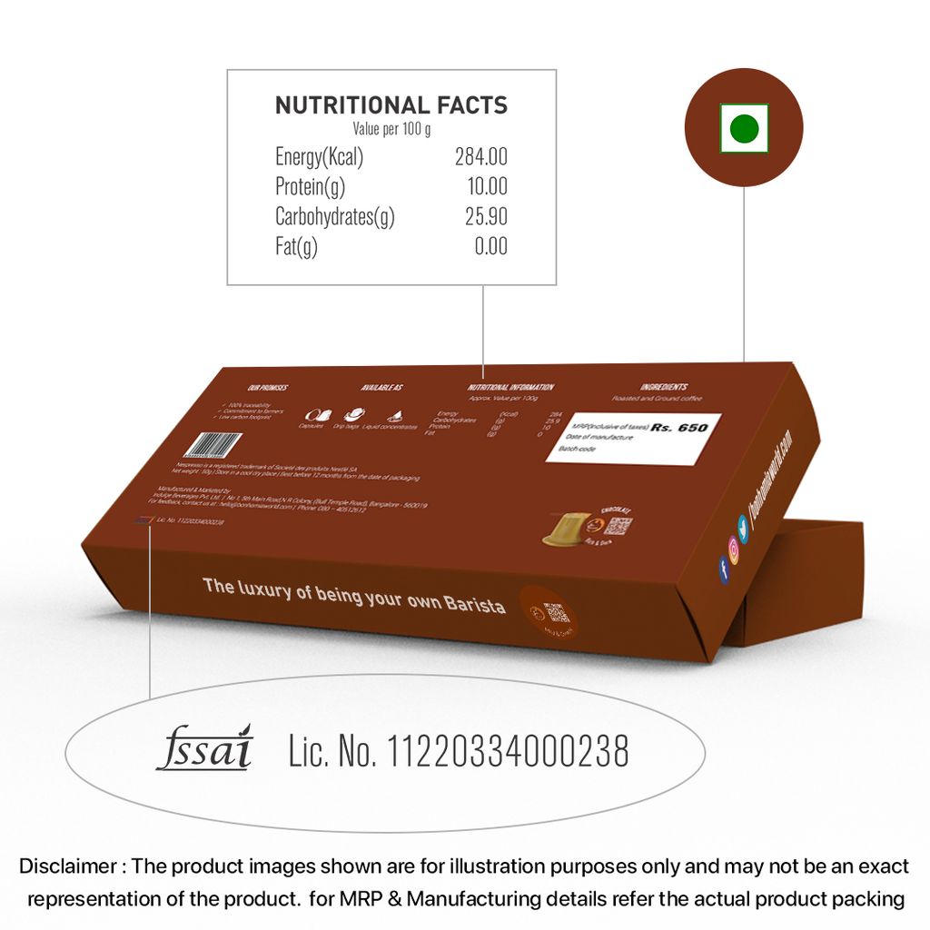 Chocolate Coffee Pods |Nespresso Compatible | Biodegradable Capsules | AAA Grade Beans view 2