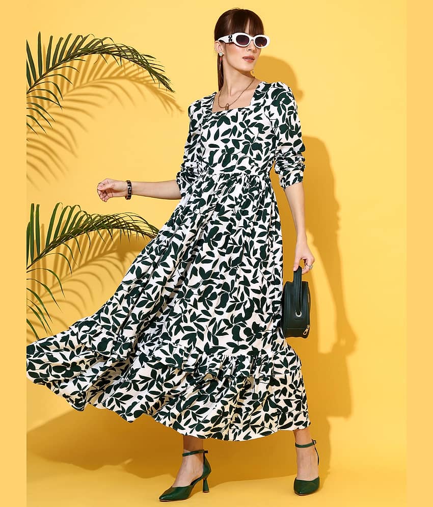 Sheetal associates Women Crepe Printed Fit & Flare Dress ( Green ) view 2
