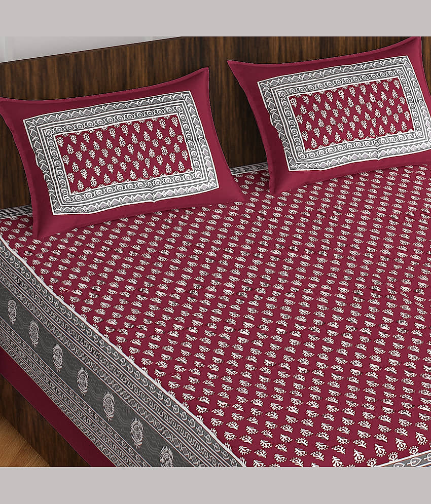 ABHACLOTHO Cotton 1 Double Bedsheet with 2 Pillow Covers ( Multicolor ) view 2