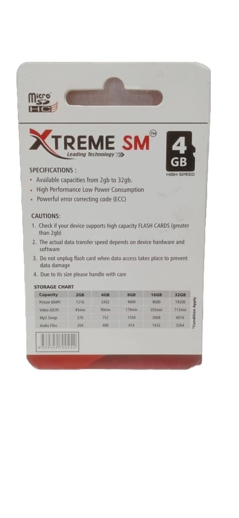 XTREME SM 4GB MicroSDHC Card - High-Speed Storage view 2
