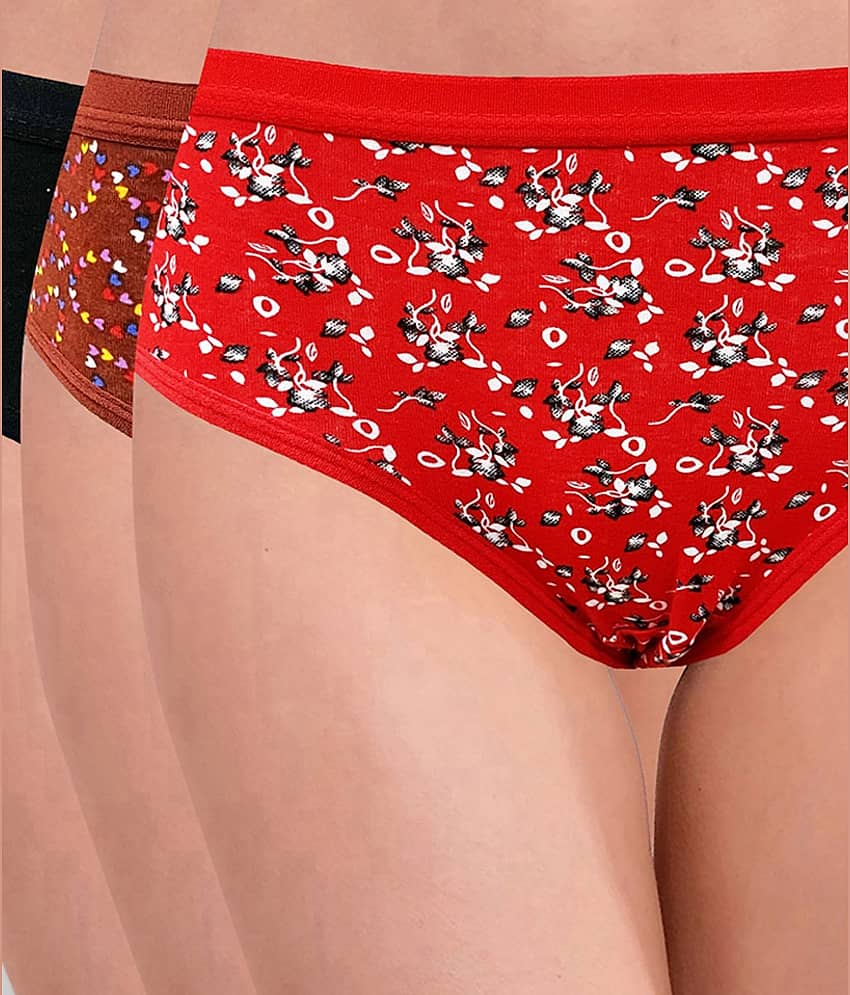 RC. ROYAL CLASS Pack of 3 Cotton Printed Women's Hipsters ( Multi Color ) view 2