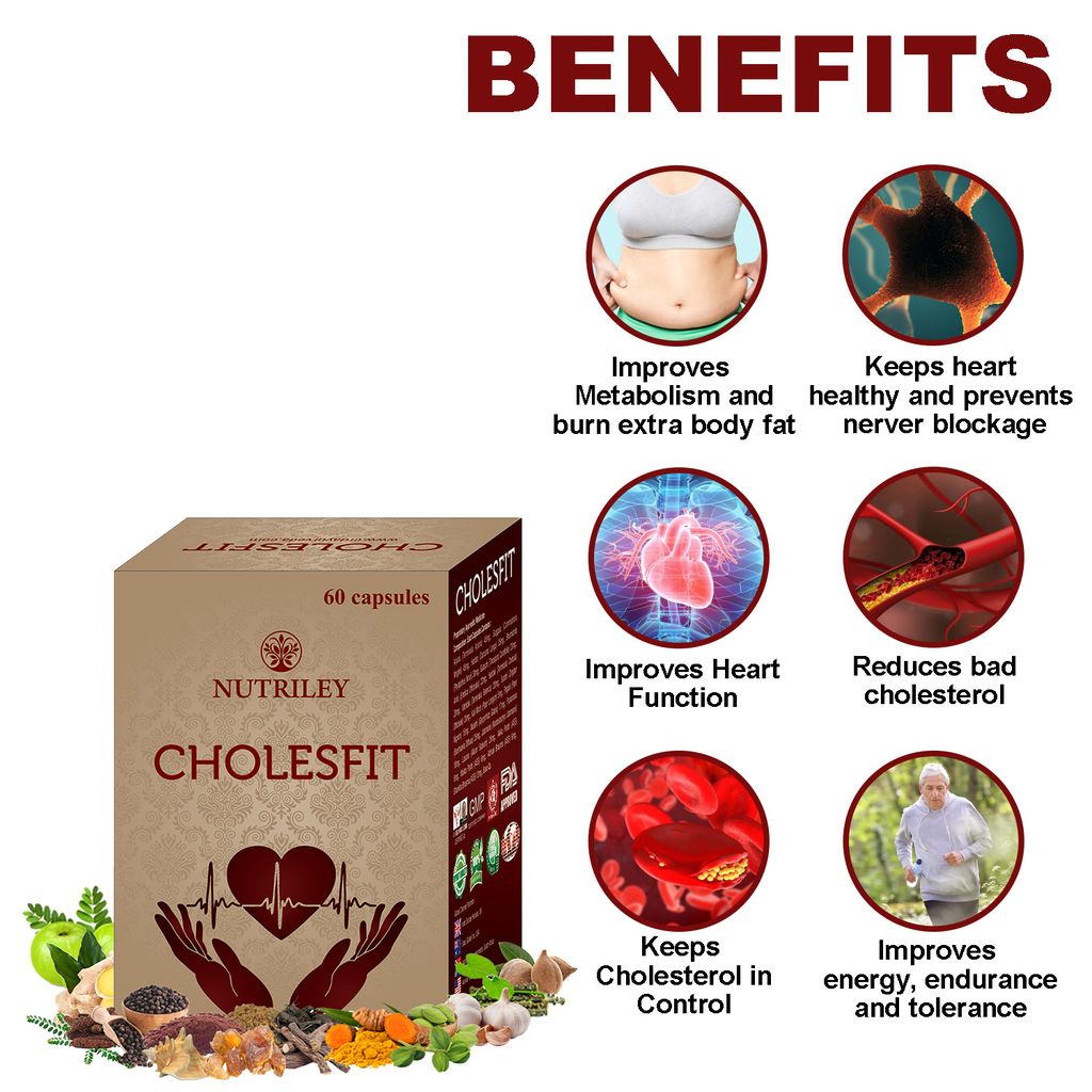 Nutriley Cholesfit - Cholestrol Control Capsules Keeps Cholesterol in Control. Improves energy, endurance and tolerance (60 Caps) view 2