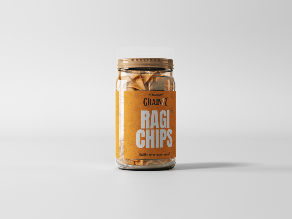 Grainzz Healthy Snack Combo – Ragi Chips Masala Masti + Beetroot Chips (2 Jars) | Roasted, High Fibre, No Palm Oil, No Trans Fat | 300g view 2