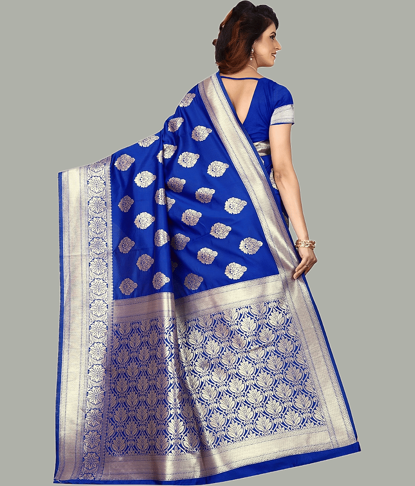 GARIYA Banarasi Silk Woven Saree With Unstitched Blouse Piece ( Rani ) view 2