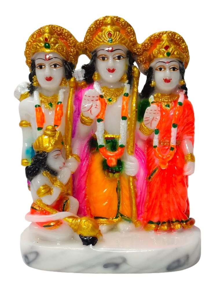 Dev Bhakti Ram Darbar Statue In Marble Ram Darbar Maryada Pursotam, Ram, Seeta, Lakshman Decorative Showpiece - 11 cm (Marble, Multicolor)