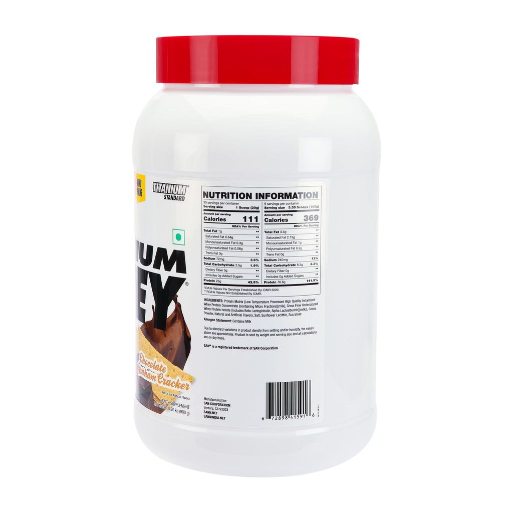 San Nutrition 100% Pure Titanium Whey Protein Powder | 23g protein | Concentrate & Isolate | view 2