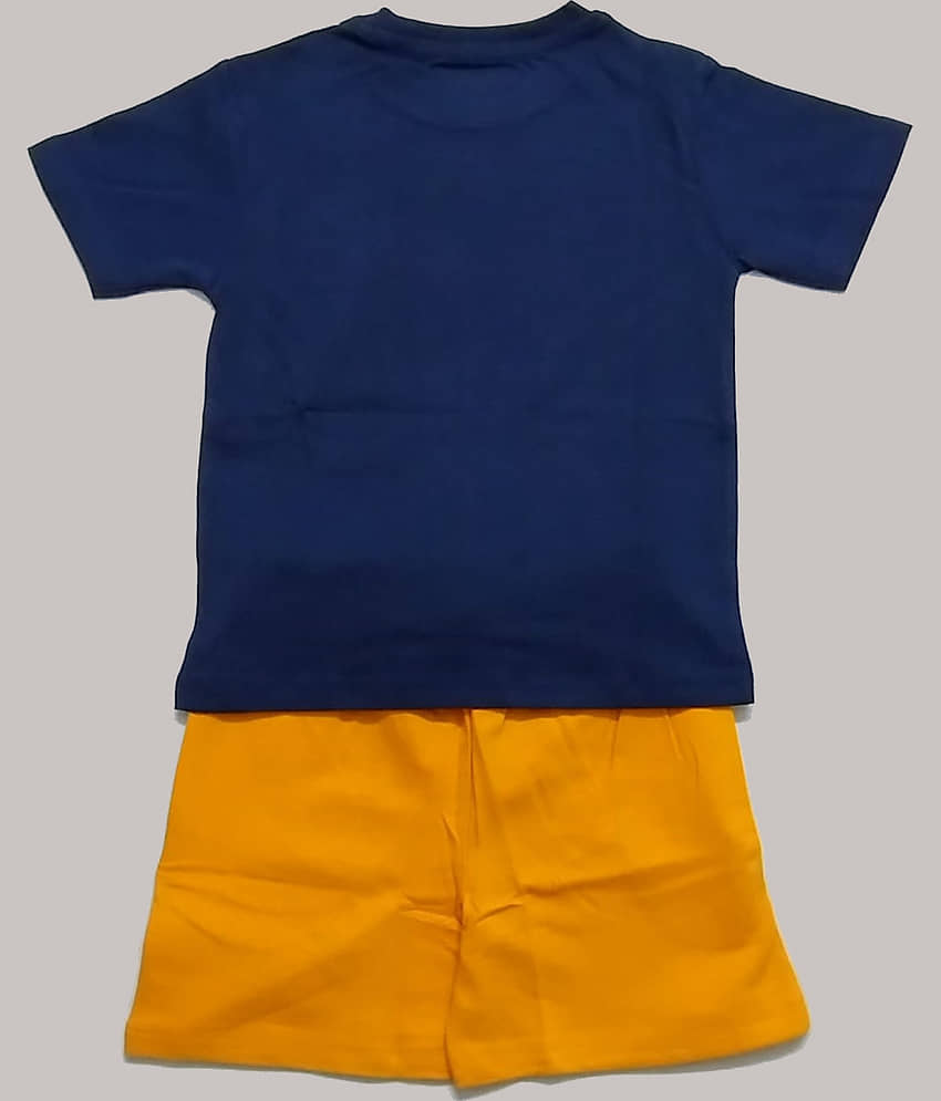 Cherry Tree Pack of 1 Boys Cotton Blend T-Shirt & Shorts Set ( Blue ) view 2