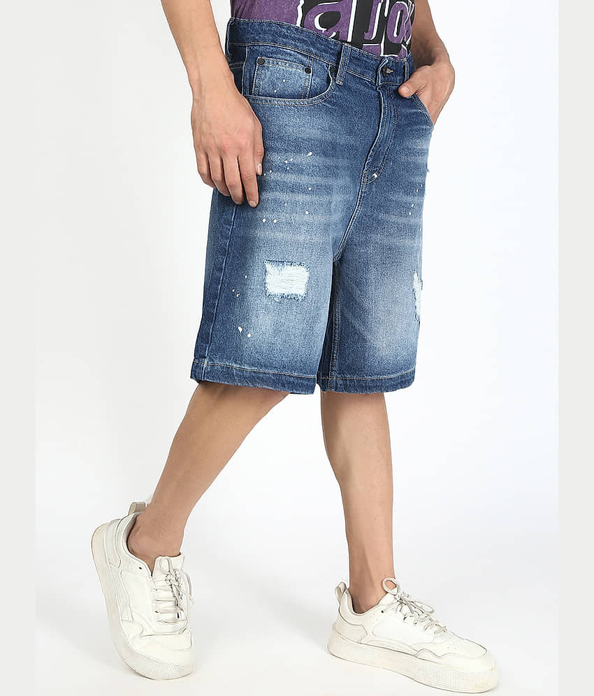 Bene Kleed Blue Cotton Men's Denim Shorts ( Pack of 1 ) view 2