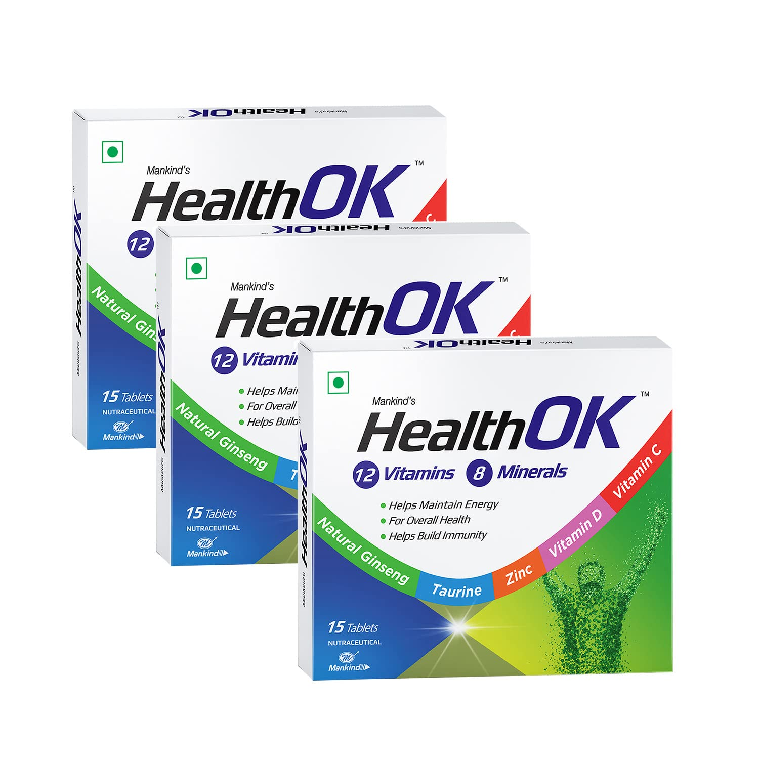 Health Ok Multi Vitamin and Mineral Health Supplement (for Energy and Overall Health with added Immunity) Tablets (Pack of 3) view 2