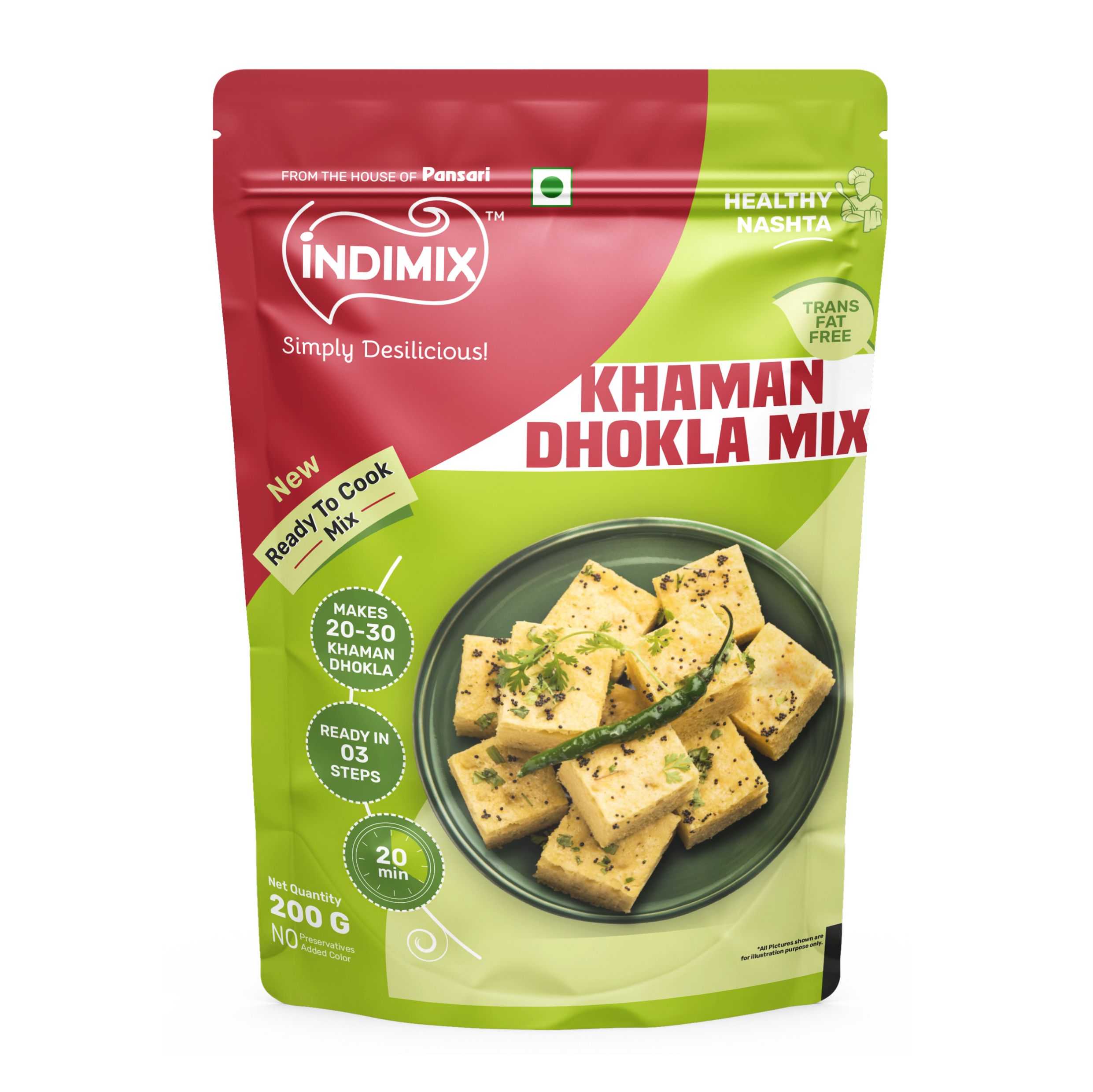 Indimix Ready to Cook Khaman Dhokla Mix - 200gm