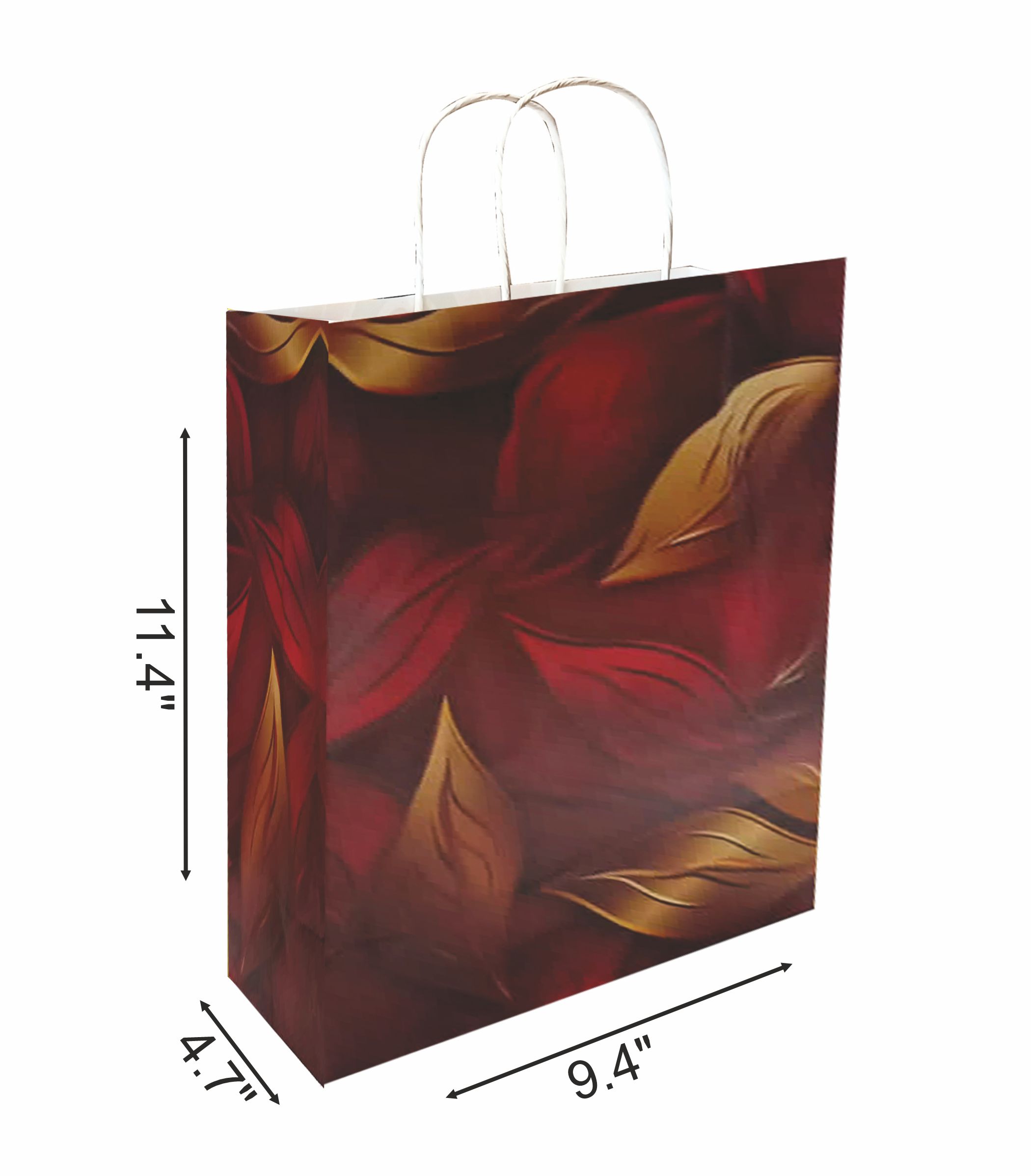 90 GSM Golden Leaves Printed Paper Gift Bags, Ideal for Birthday Return Gifts, Wedding Gifts, & Gifting on Special Occasions (Size: 11.4 x 9.4 x 4.7 inch) - 24 view 2