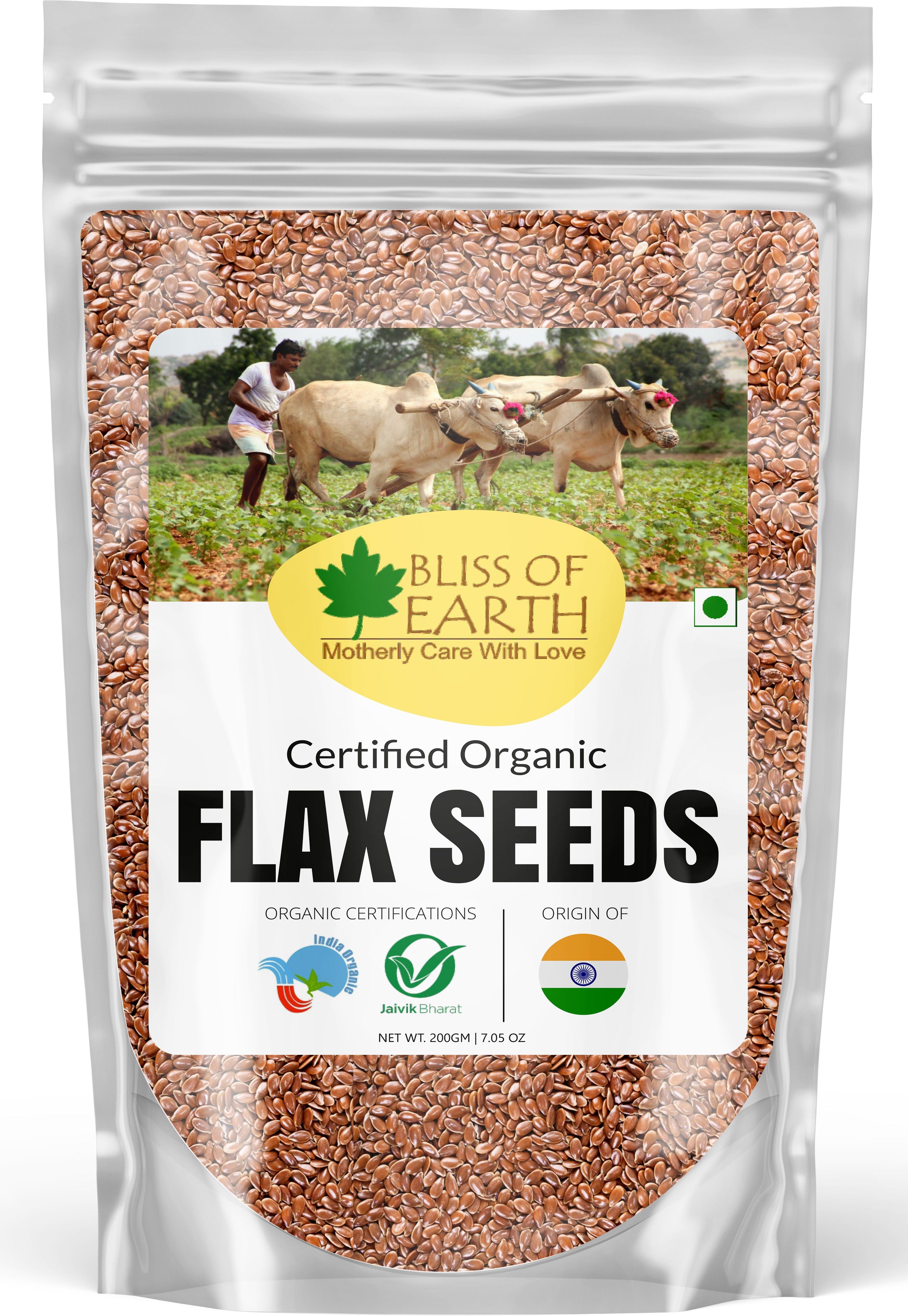 Bliss of Earth USDA Organic Brown Flax Seeds - Raw Superfood For Weight Loss, 200 gm