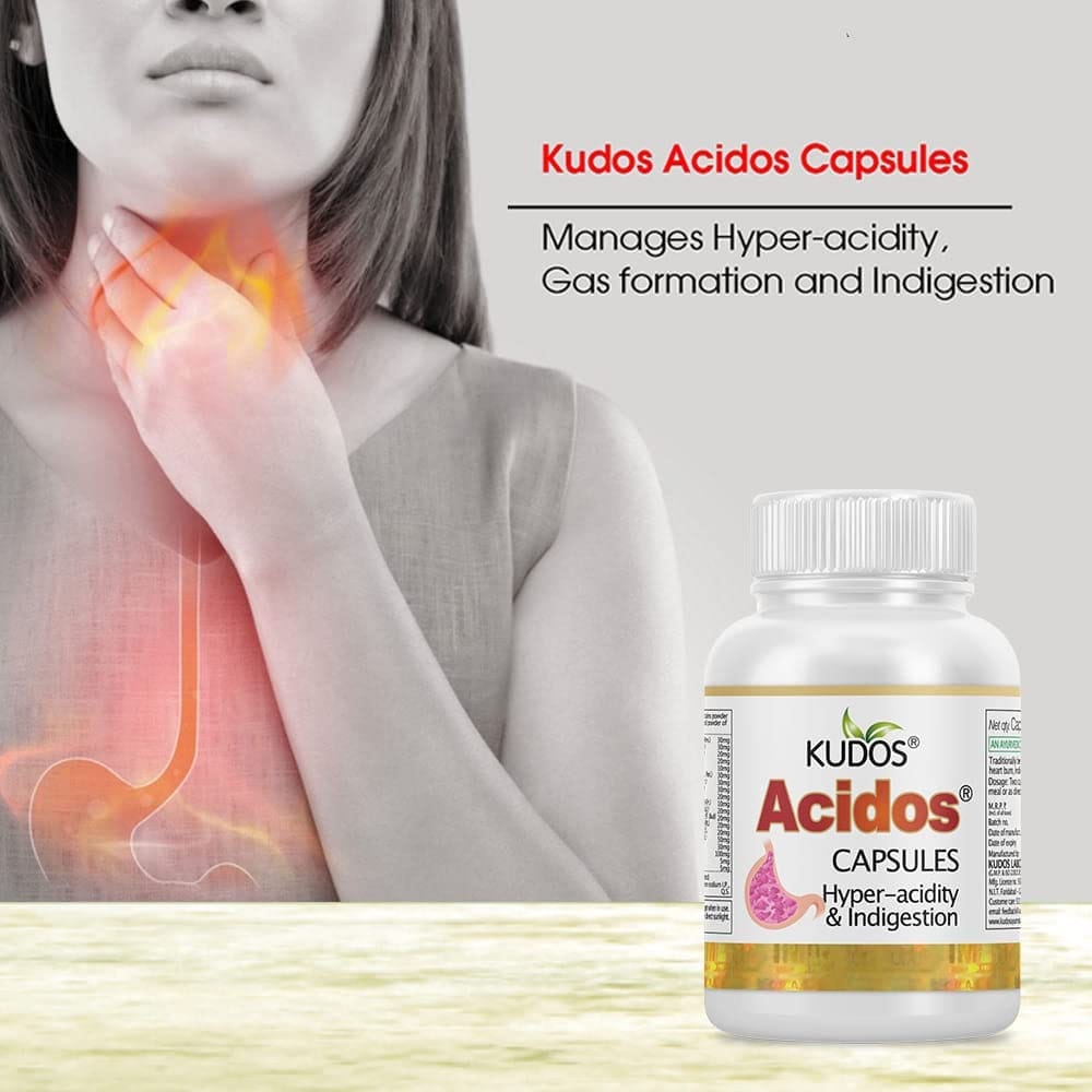 Kudos Acidos Ayurvedic Medicine for Hyper-Acidity and Gastric Relief 60 Capsules Pack of 3 view 2