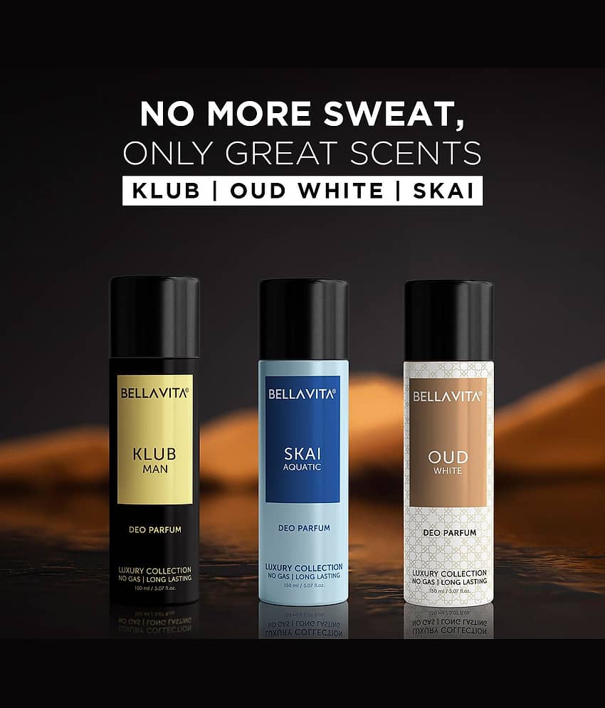 BELLAVITA Men's No Gas deodorant Combo Deodorant Spray for Men 150 ml ( Pack of 3 ) view 2