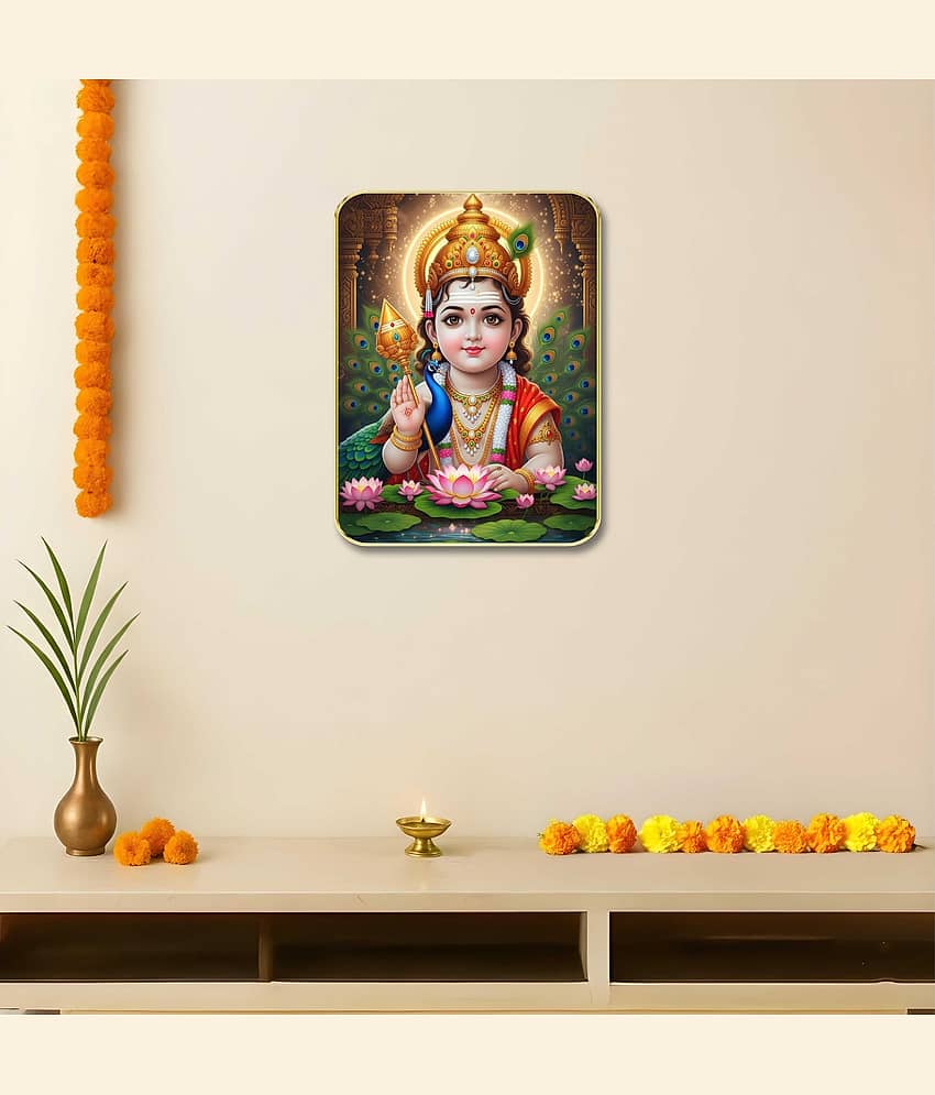 Livin'luxe Lord Murugan Kartikeya MDF Wall Art with Table Top Stand & Wall Hanging Hole view 2
