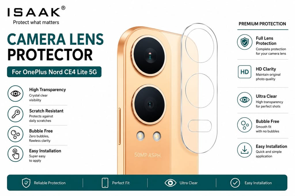 ISAAK Back Camera Lens Protector compatible for OnePlus Nord CE4 Lite 5G (Pack of 1) view 2