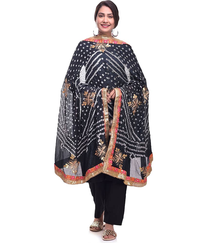 Apratim Black Art Silk Gota Patti Dupatta view 2