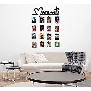 Khush Its Amazing Wood Moments Hanging Photo Display, DIY Picture Photo Frame Collage Set Includes Multi colour Clips, Wall Mount view 2