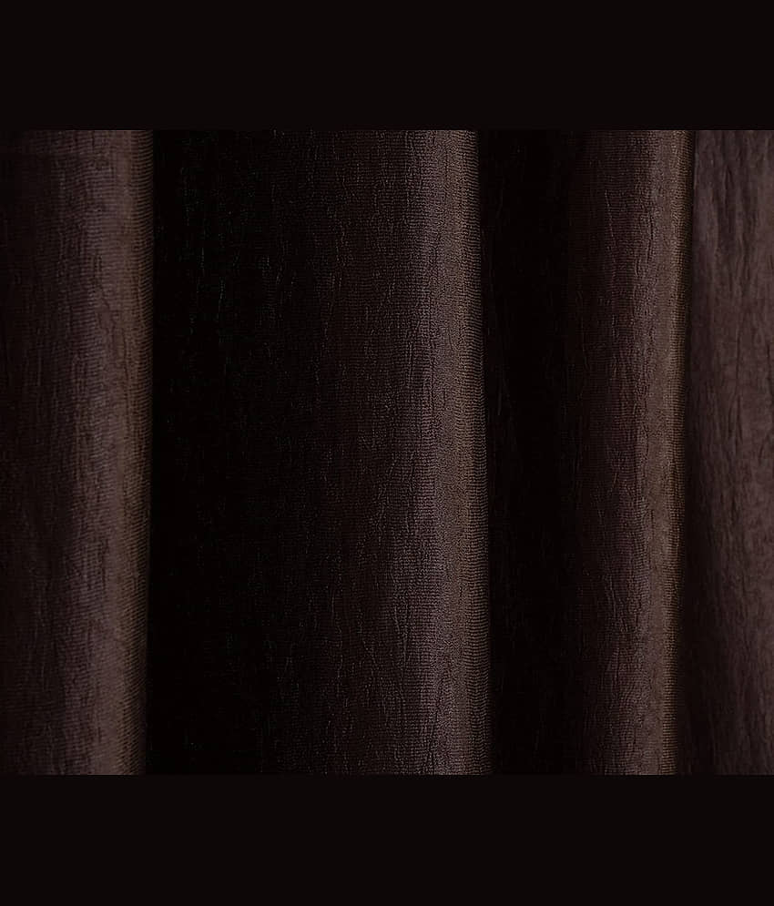Kraftiq Homes Solid Semi-Transparent Eyelet Curtain 9 ft ( Pack of 1 ) - Brown view 2
