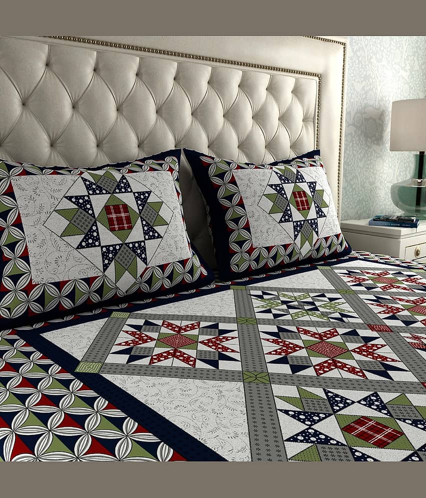 ABHACLOTHO Cotton 1 Double Bedsheet with 2 Pillow Covers ( Multicolor ) view 2