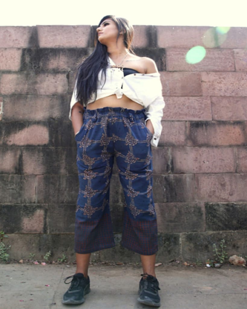 Indigo Red Handwoven Cotton Boho Pants view 2