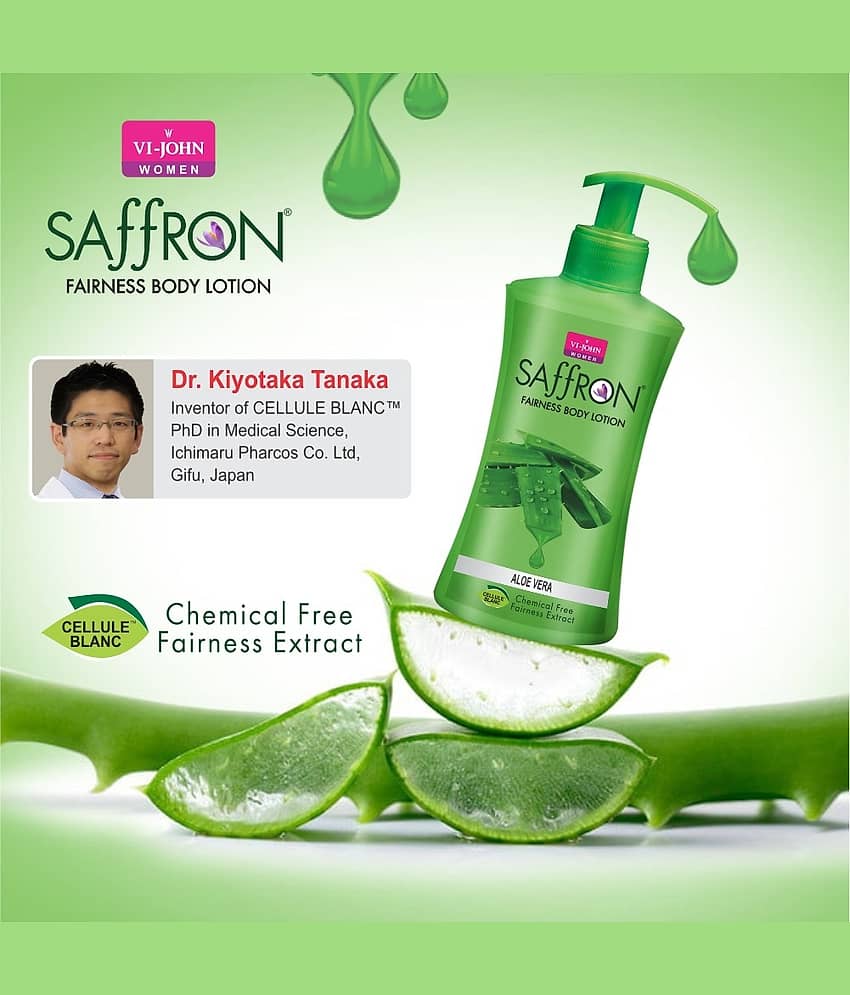 VI-JOHN Saffron Fairness Body Lotion Aloevera 250ml Each (500ml) - Pack of 2 view 2