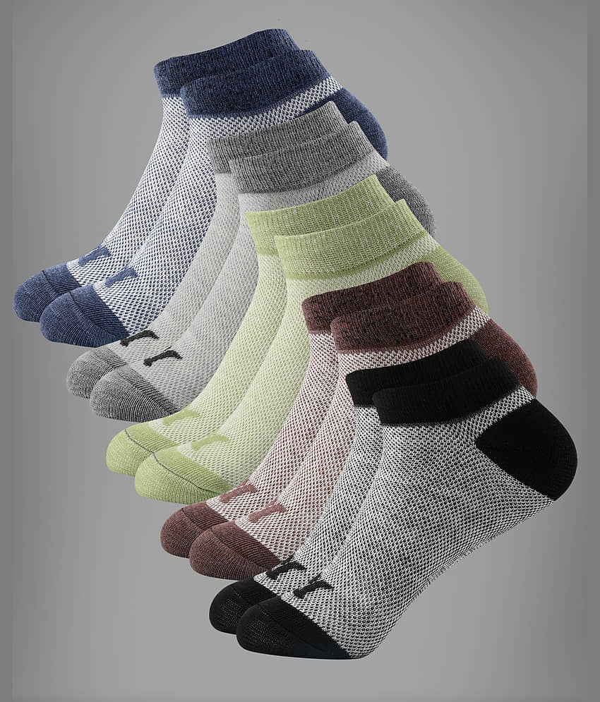 Brucella Blended Men's Solid Multicolor Ankle Length Socks ( Pack of 5 )