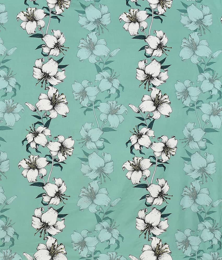 SHOMES Cotton Floral Diwan Set 8 Pcs - Green view 2