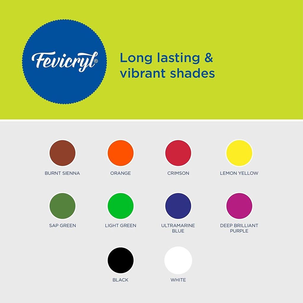 Fevicryl Acrylic Colours Sunflower Kit (10 Colors X 15 Ml) view 2