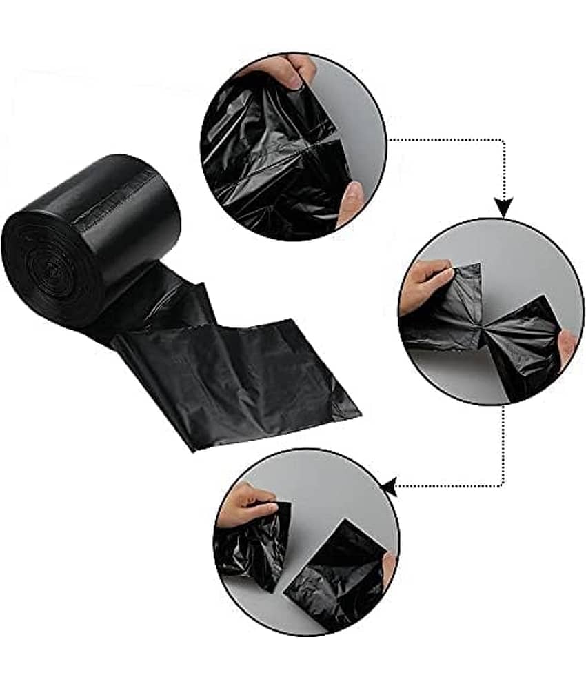 Black Garbage Bags Small 66Pcs | 11 Pcs x Pack of 6 Rolls | 16 x 19 Inch | Dustbin Bags/Trash Bags/Dustbin Covers for Wet and Dry Waste view 2