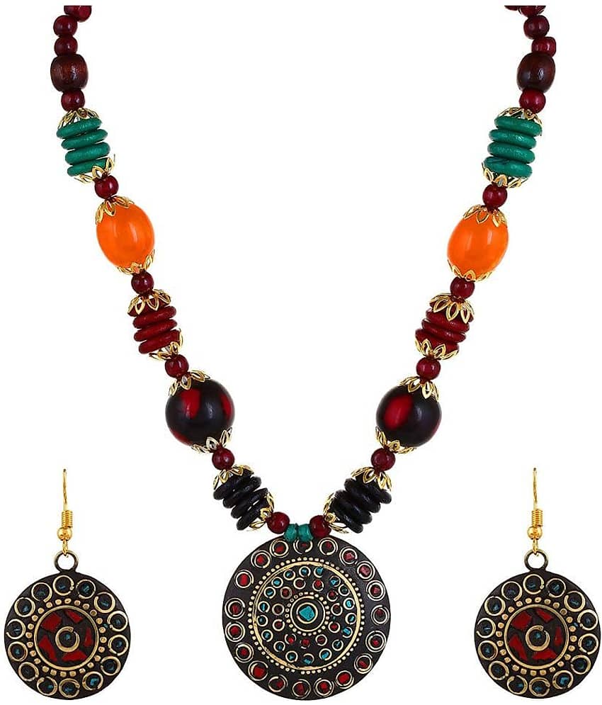 YouBella Jewellery Set for Women Tibetan Pendant Necklace with Earrings for Women & Girls (Gift) Tribal Necklace Jewellery Beads Necklace view 2