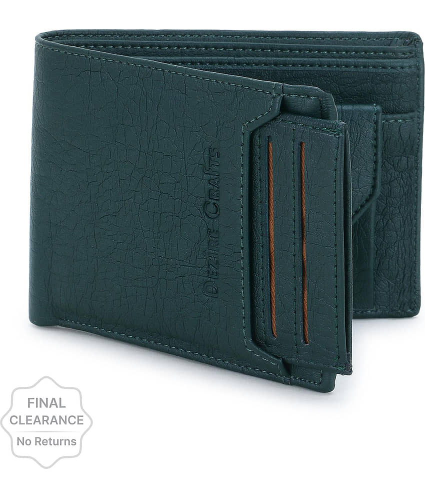 Dezire Crafts PU Embellished Men's Regular Wallet With 8 Slots For Card ( Green , Pack of 1 )
