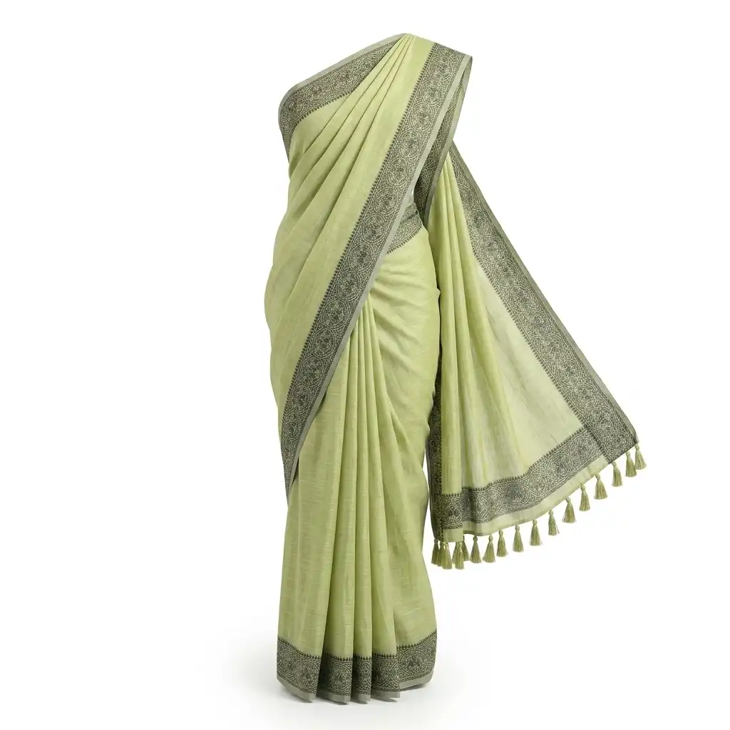 Pale Green Sambalpuri Saree view 2