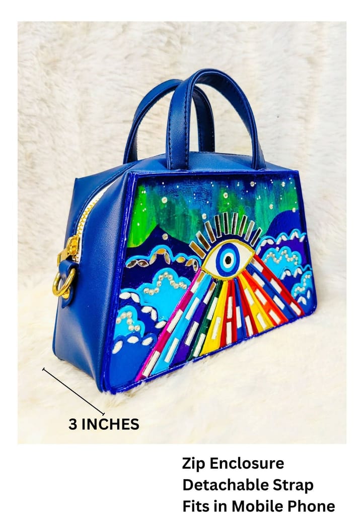 Northern Lights Lippan Art Unusual shaped Bag with Zipper and Sling view 2