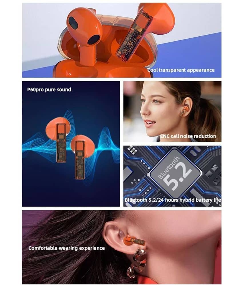 VEhop PRO Transparent TWS In Ear True Wireless (TWS) 25 Hours Playback IPX4(Splash & Sweat Proof) Low Latency,Powerfull bass -Bluetooth V 5.2 Black view 2