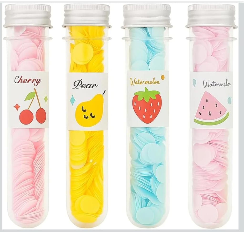 4in 1 set Disposable Paper Soap Tube, Mixed Fragrance Paper Soap Sheets, Flower Design, Compact and Portable, Gentle on All Skin Types, Dissolves Easily, Hygienic and Travel-Friendly(pack of 4)