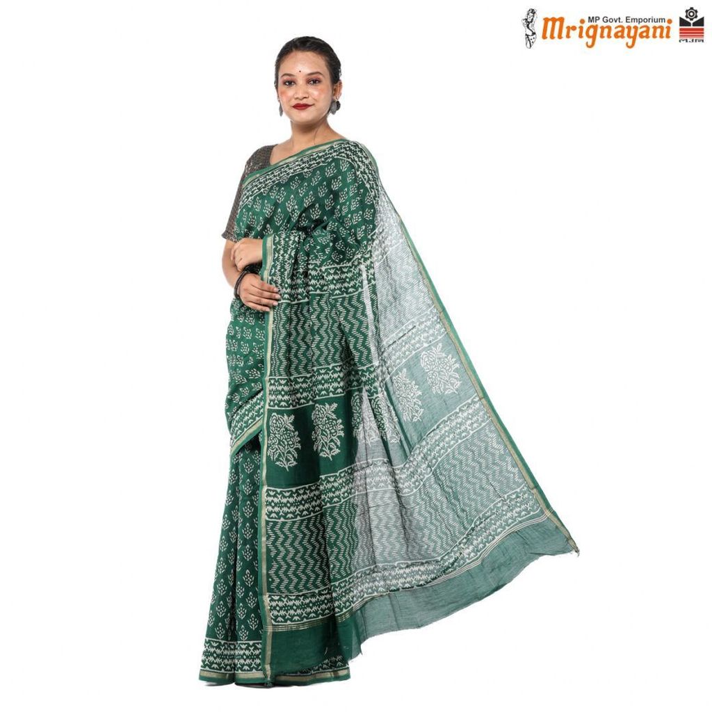 HANDLOOM CHANDERI SILK SAREE WITH BLOUSE (SKU - 1SCZ01250522, SAREE-1074) view 2