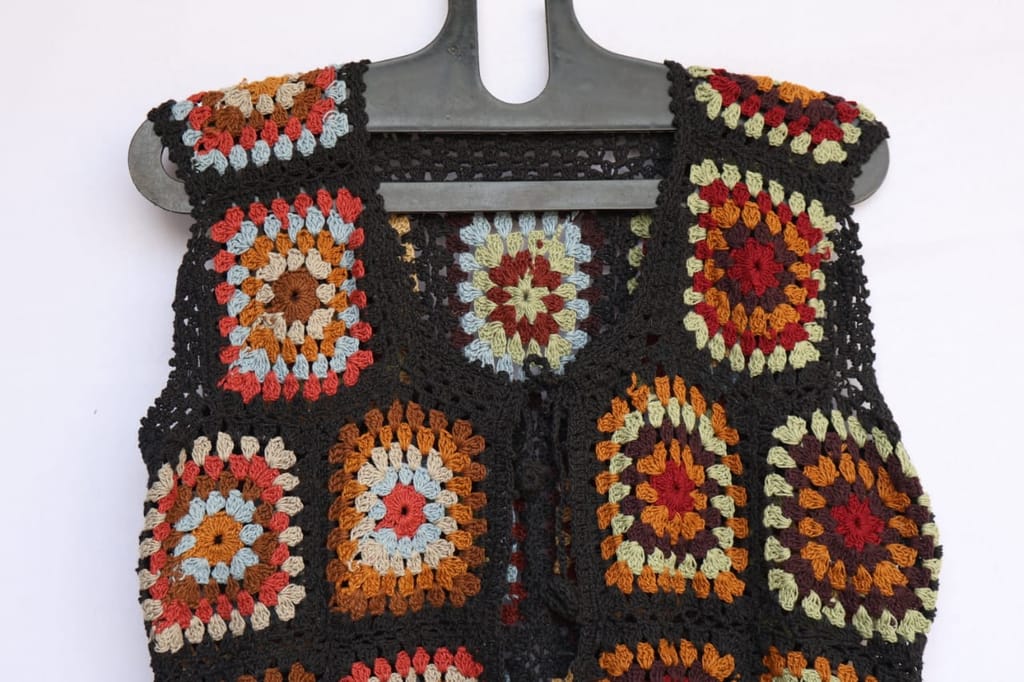 Bohemian Crochet Granny Square Patchwork Vest view 2