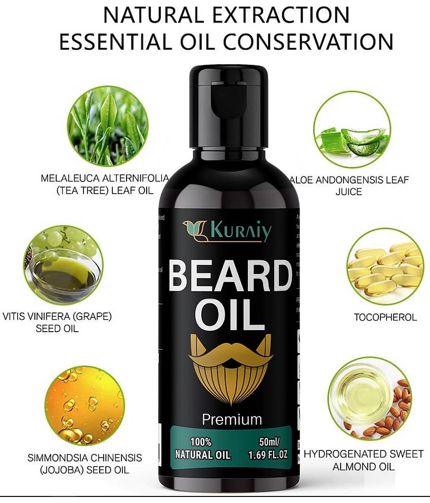 KURAIY Beard Growth Oil for Men For Better Beard Growth With Thicker Beard (50 ml) view 2