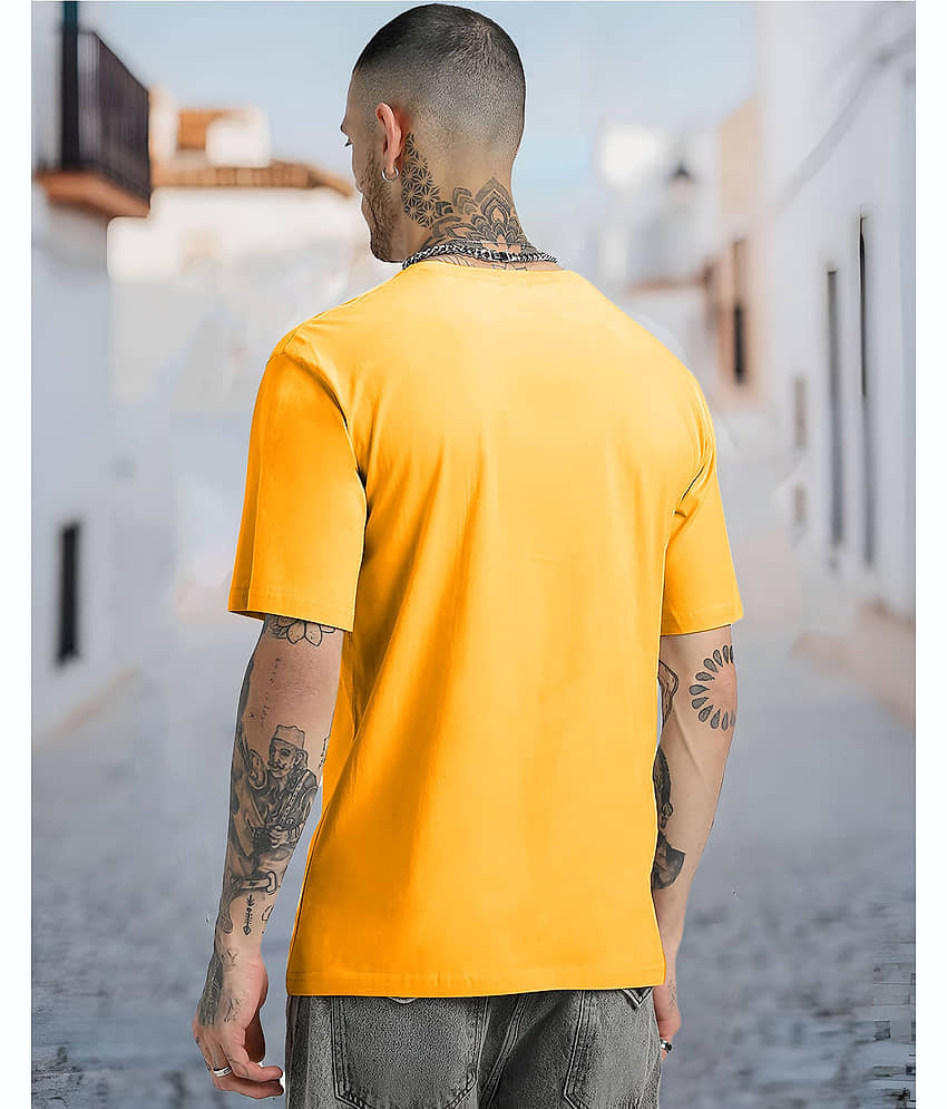 AOOSH Men Cotton Blend Oversized Fit Solid T-Shirt ( Olive ) view 2