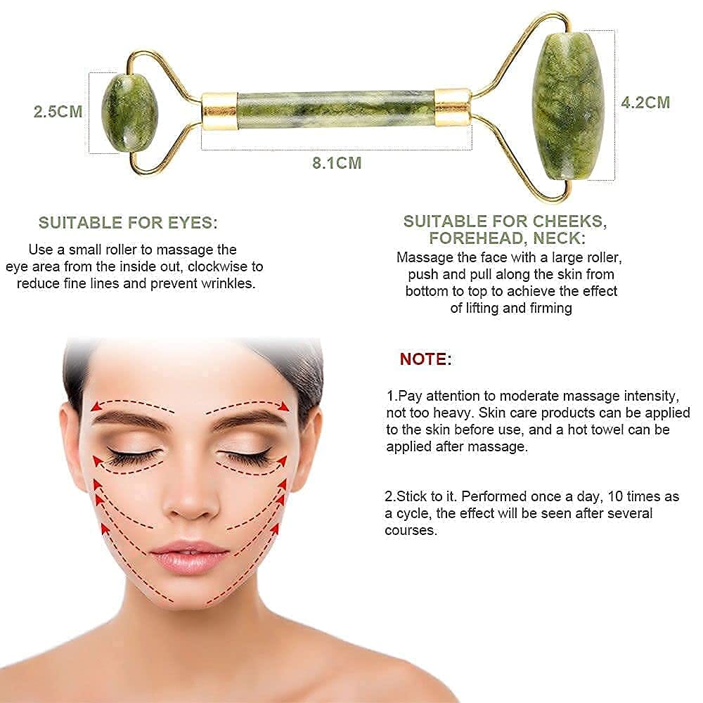 Stone and anti aging jade roller massager for face massage natural face skincare view 2