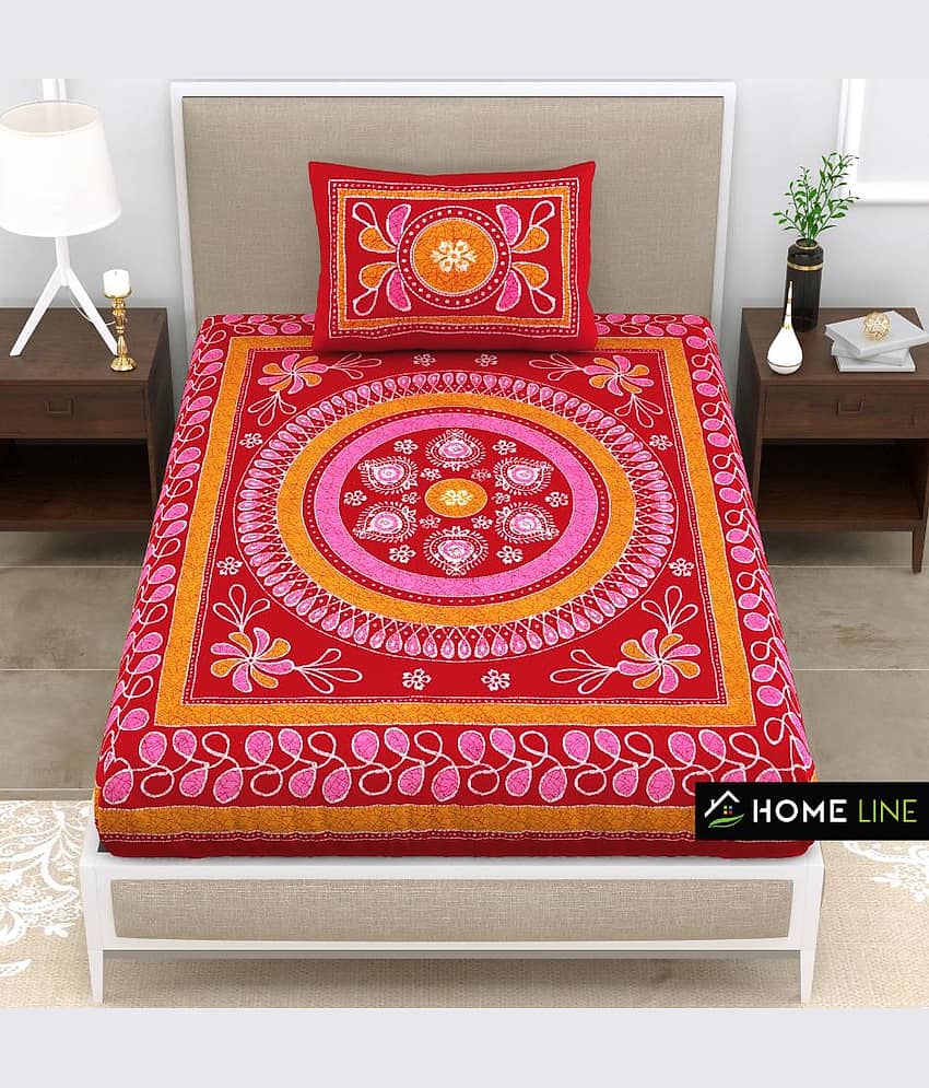 ABHACLOTHO Cotton 1 Single Bedsheet with 1 Pillow Cover ( Blue ) view 2