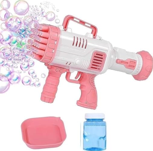 New JoyMates 32 - Holes Electric Gatling Bubble Gun Toy for Kids - Outdoor & Indoor - Includes Bubble Solution - Fun Bubble Maker for Boys and Girls 100% Safe (Multicolor) Colour as per Available. view 2