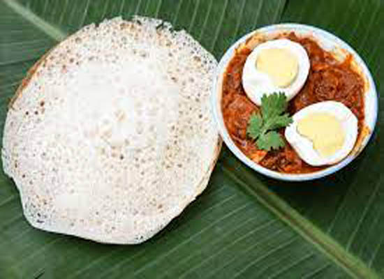 3 appam & egg roast + cold drinks.