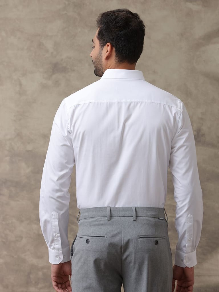Mens 100% Cotton White Full Sleeves Shirt Luxury Cotton view 2