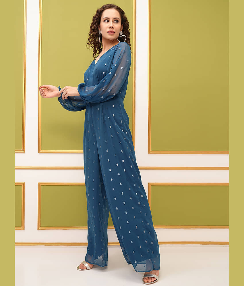 Tokyo Talkies Women Self Design Polyester Jumpsuit ( Blue ) view 2