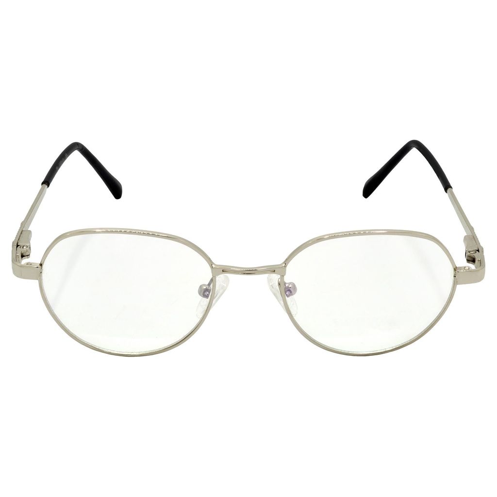 Hrinkar Trending Eyeglasses: Silver Oval Optical Spectacle Frame For Men & Women |HFRM-SLVR-19015 view 2