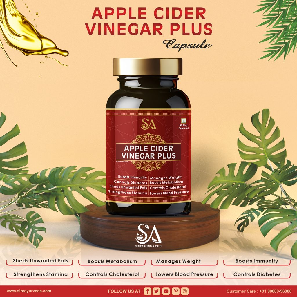 APPLE CIDER VINEGER PLUS(Apple Cider Vinegar for Weight loss and Immunity Booster Weight Management, Skin & Hair Health in Men & Women, 60 Veg Capsules ) view 2